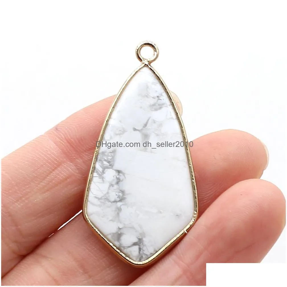 point style turquoise natural stone charms rose quartz crystal pendant for earrings necklace jewelry making wholesale
