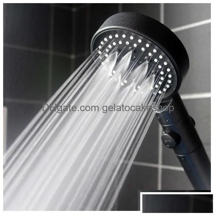 bathroom shower heads head water saving black 5 mode adjustable high pressure onekey stop mas eco accessories drop delivery home gar