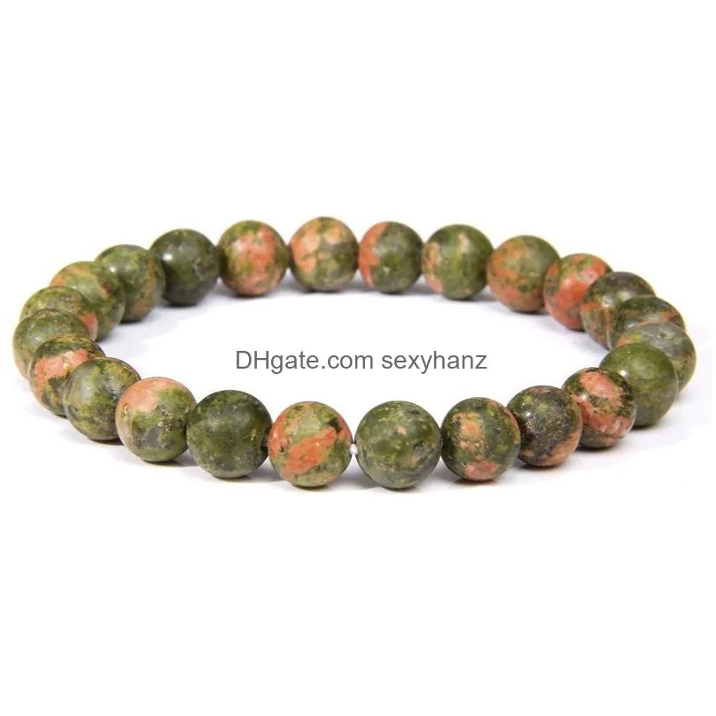 colors 8mm natural stone strand bracelets for women elasticity fluorite agate yoga bangle men jewelry