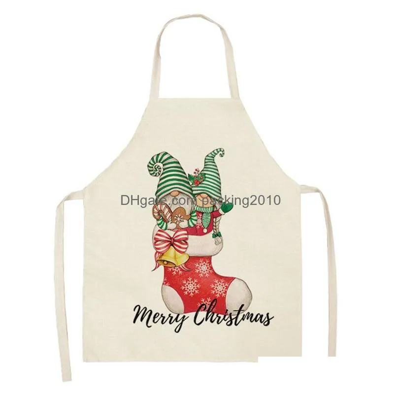 christmas aprons adjustable kitchen women chef cooking santa claus tree snowflake style baking grilling aprons 68x55cm