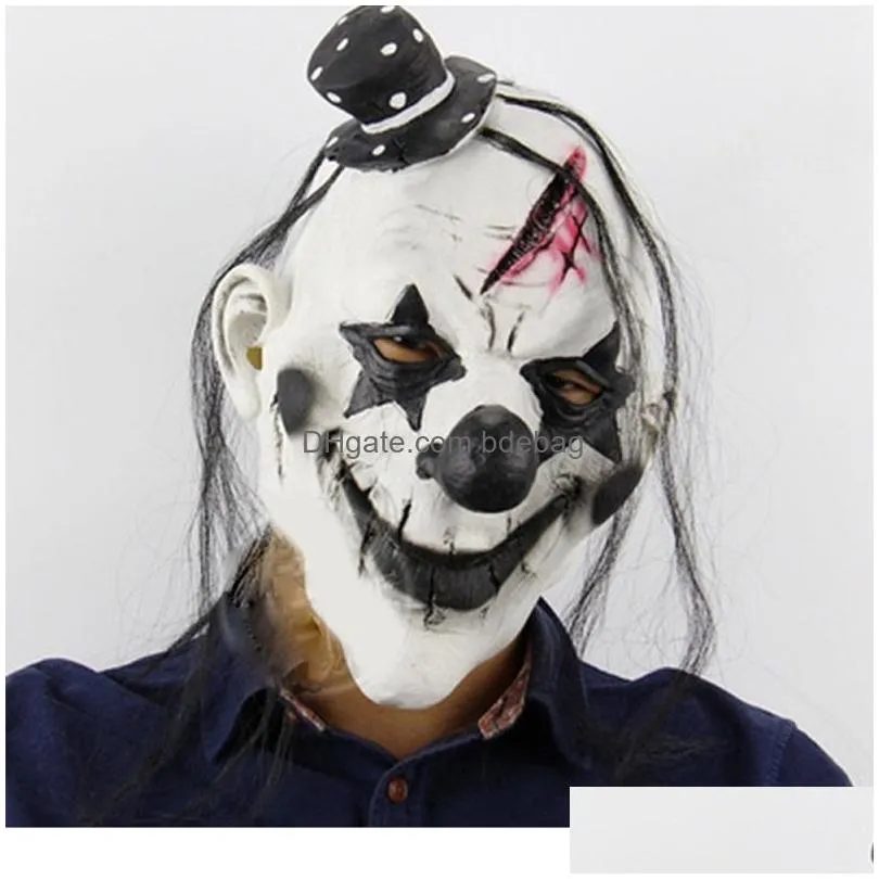 scary clown mask halloween props carnival party mask horrible clown adult men latex demon clown mask