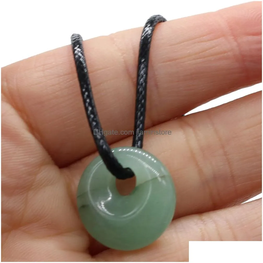 natural malachites rose quartz gogo donut charms pendant necklace simple stylish for women men jewelry necklace gift