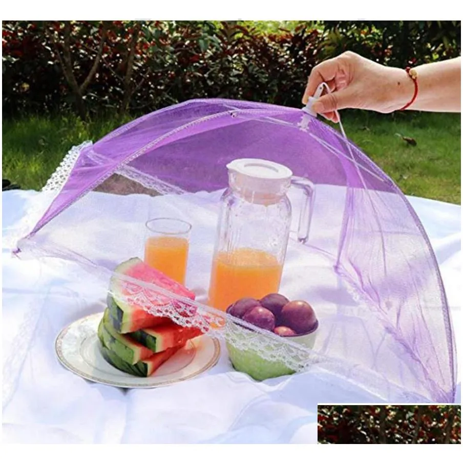 mesh screen food cover -up mesh screen protect food cover foldable net umbrella cover tent anti fly mosquito kitchen cooking tool