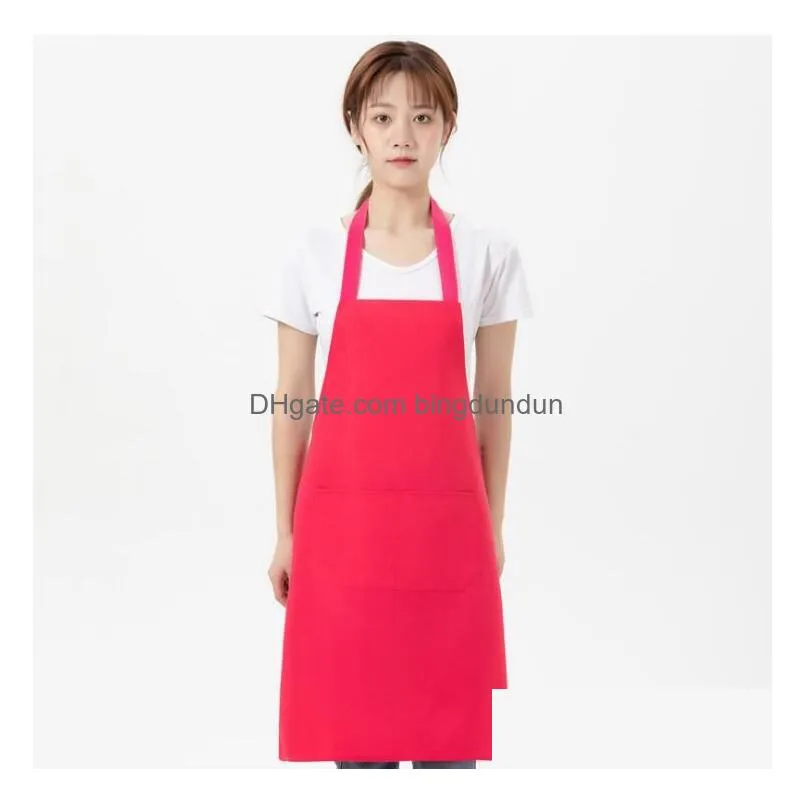 multi-color apron solid color big pocket family cook cooking home baking cleaning tools bib art