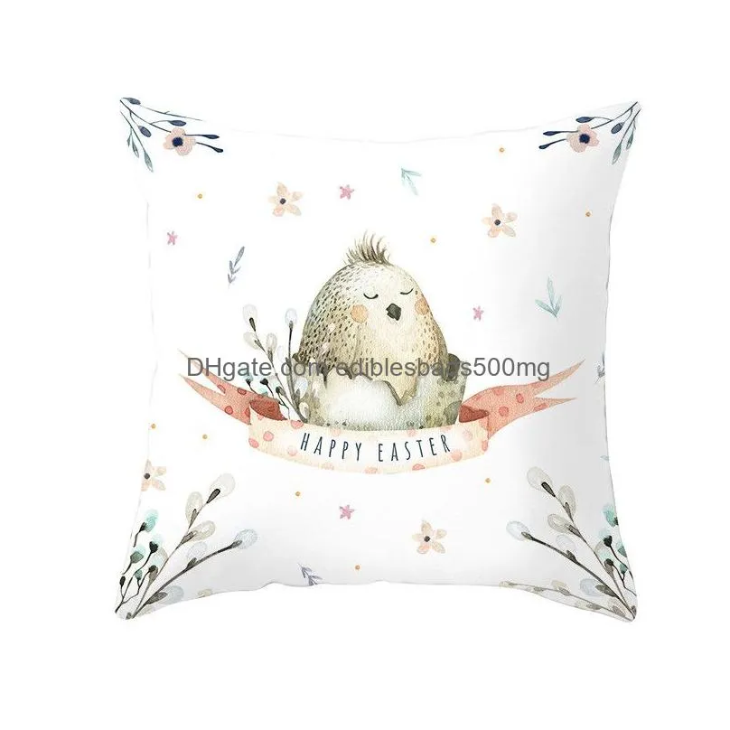 easter bunny pillowcase cartoon rabbit pillow covers 45x45cm square throw pillow case easter home car office pillow case