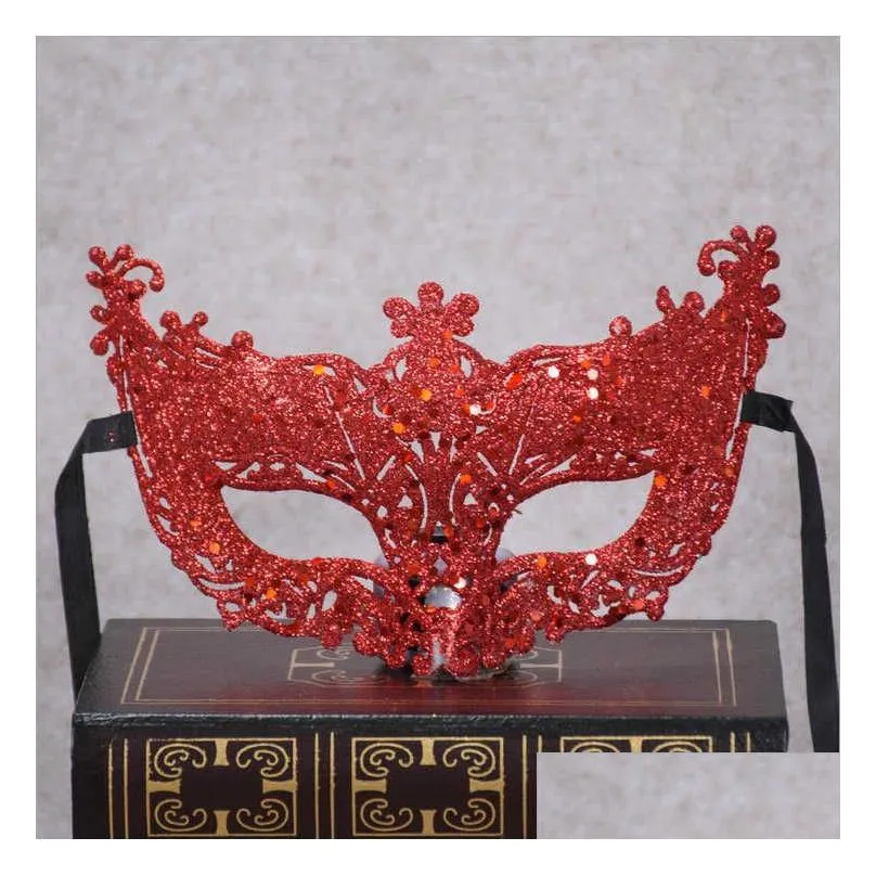 party mask flat gold powder venice lace mask prom costume mask