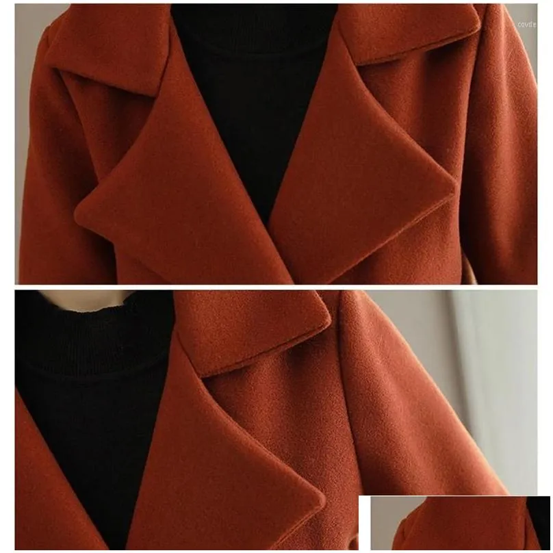womens wool 2023 woolen coat womens short autumn winter jackets female double-breasted small coats ladies outwear l808
