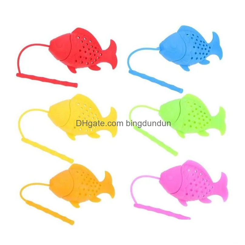 fish silicone tea strainer loose leaf tea spice herbal infuser filter for teapot diffuser drinking accessories