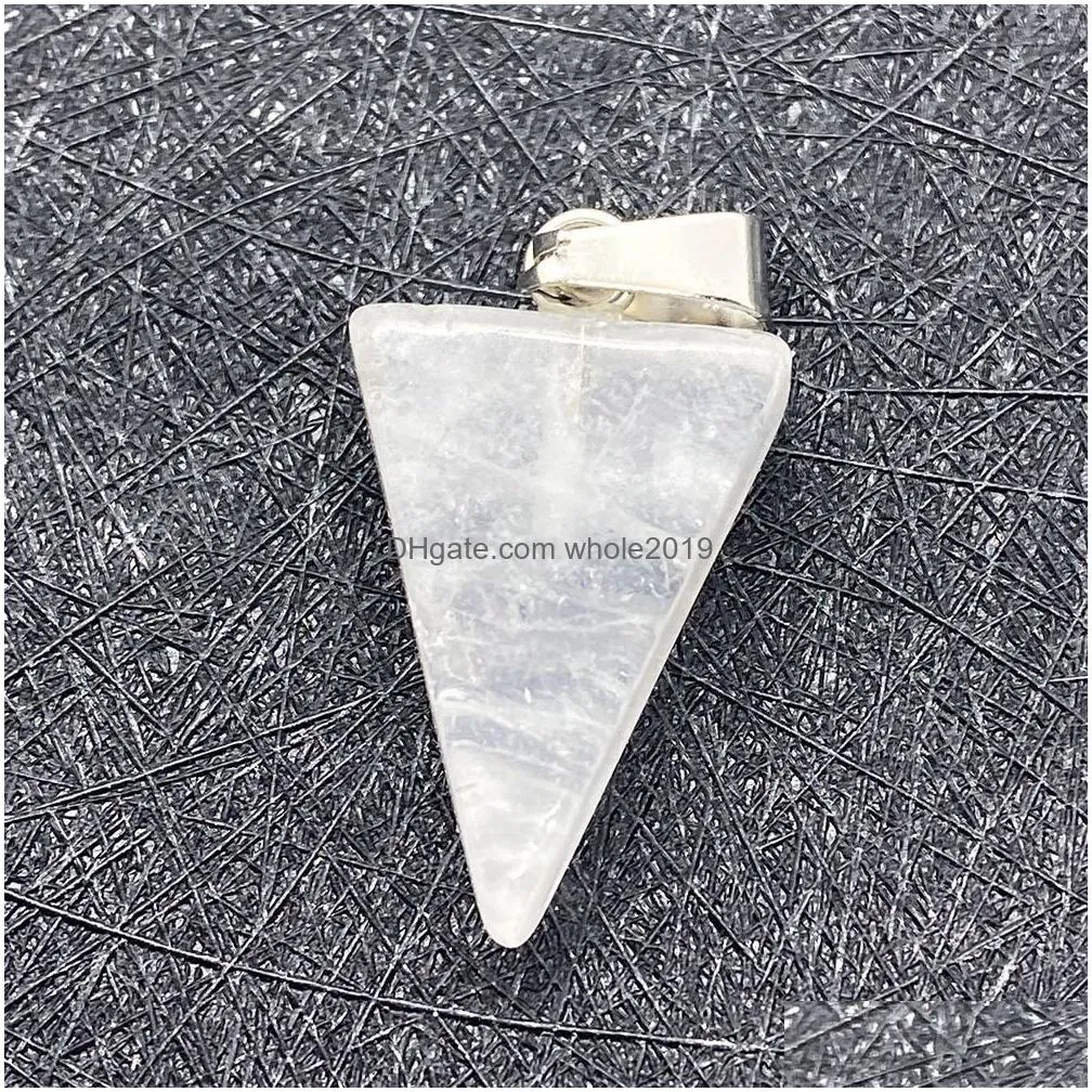 natural crystal stones charms triangle tiger eye black onyx rose quartz stone ball charm beads pendants for jewelry making