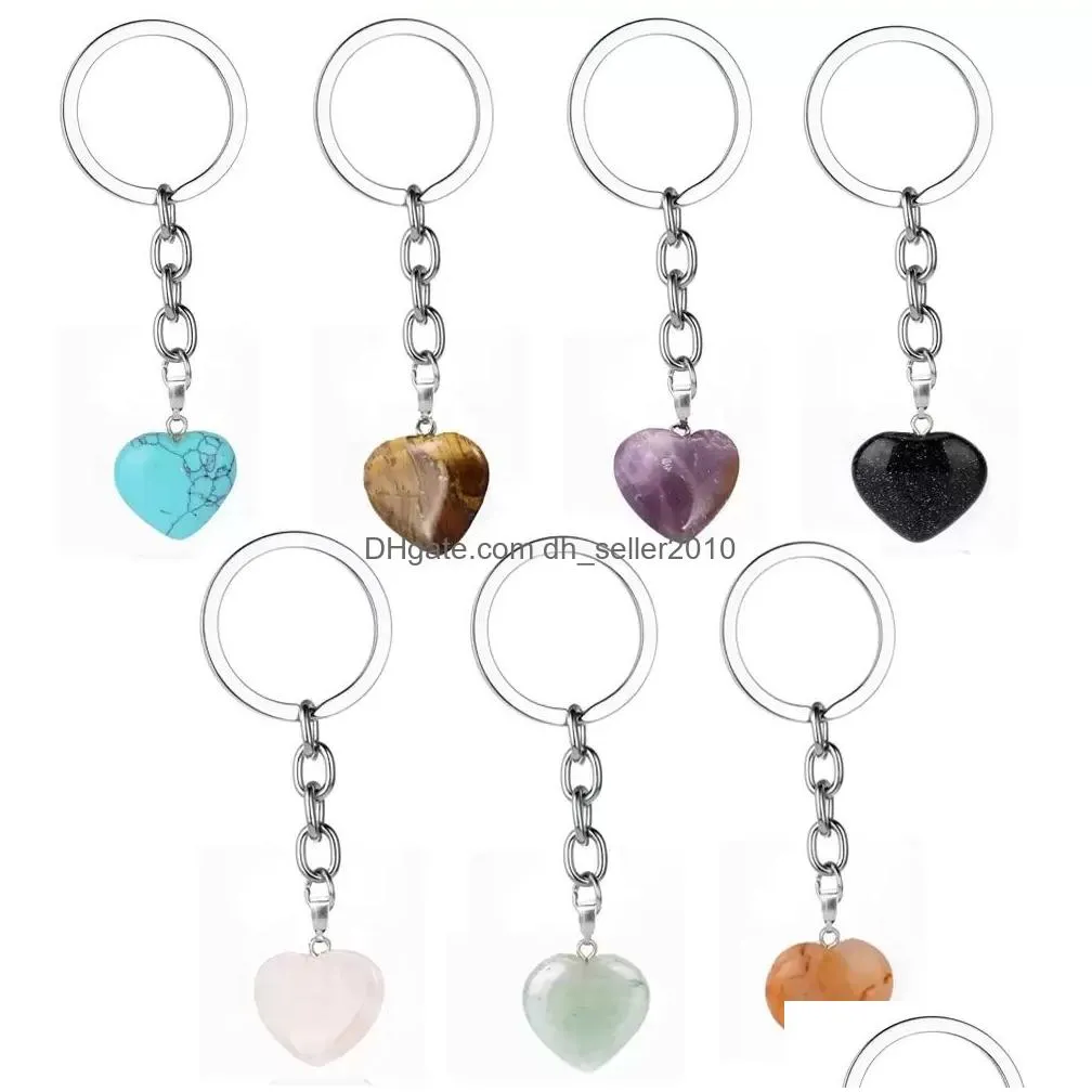 natural raw ore irregular stone key rings gem quartz fluorite amethyst pendants keychain charms diy jewelry making keyholder