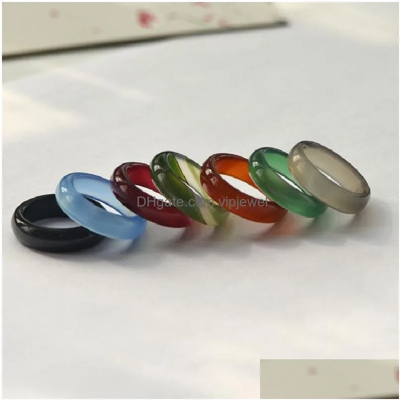 fashion jade ring jewelry gift glass band rings for women black white red green blue rose carnelian tail ring