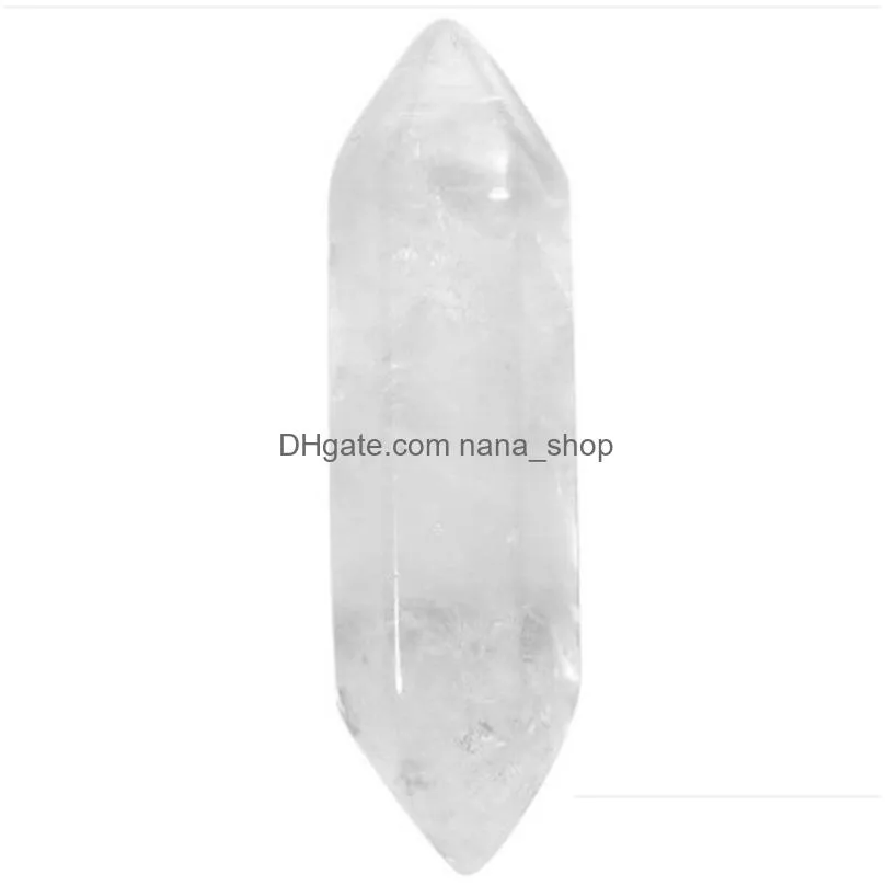 fashion chakra natural stone hexagon prism bullet shape aventurine rose quartz charm for jewelry making