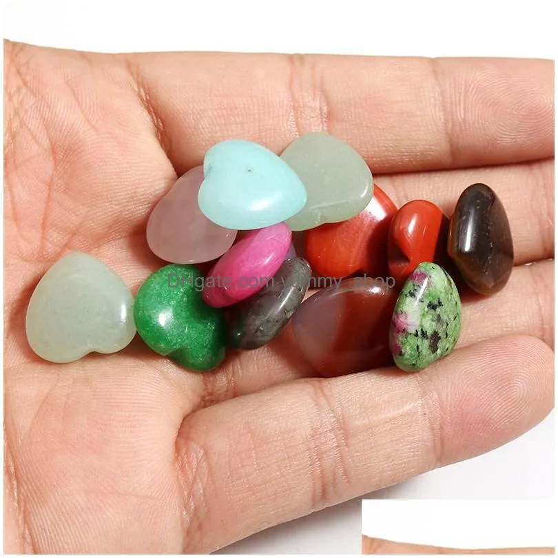 carved heart ornaments natural rose quartz turquoise stone naked stones decoration hand handle pieces diy necklace accessories 15mm