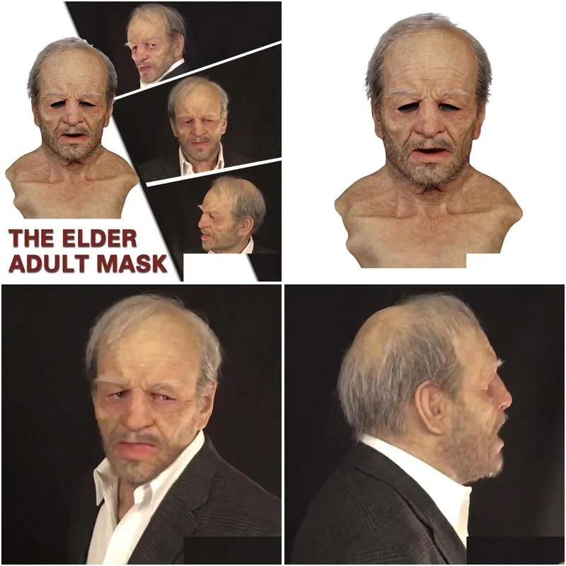 other event party supplies old man fake mask lifelike halloween holiday funny super soft adult reusable children doll toy gift 10