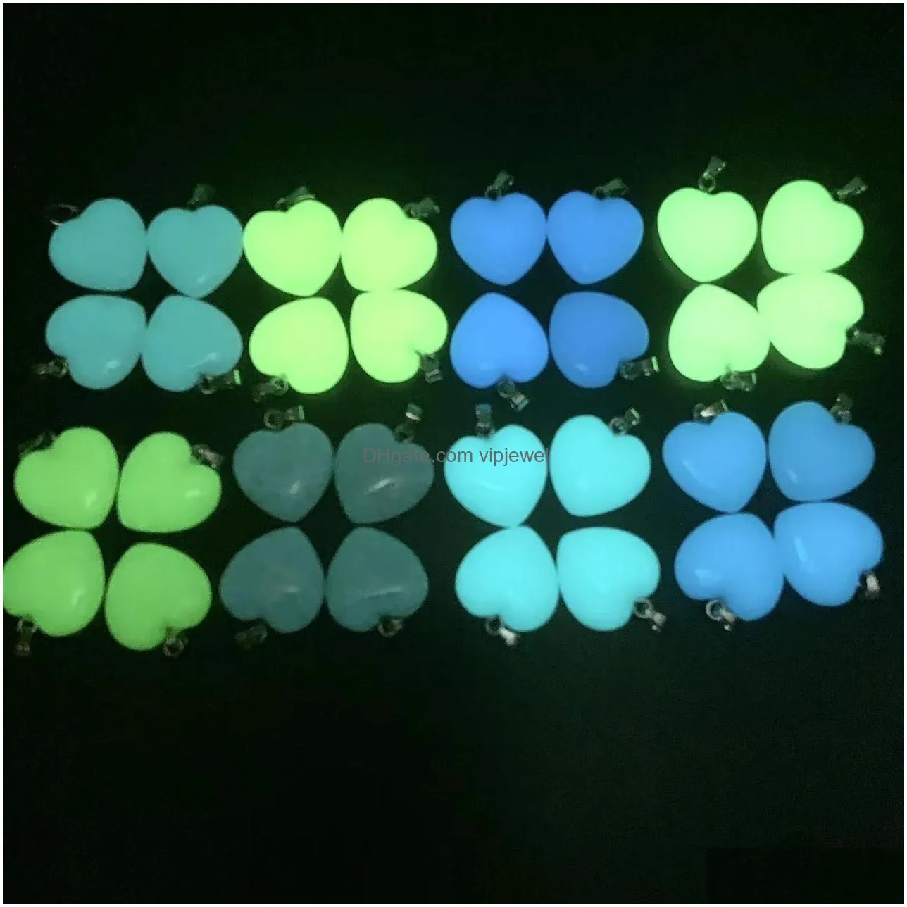 love heart luminous crystal stone charms glow in the dark stones pendant for necklaces jewelry making women men 20x6mm