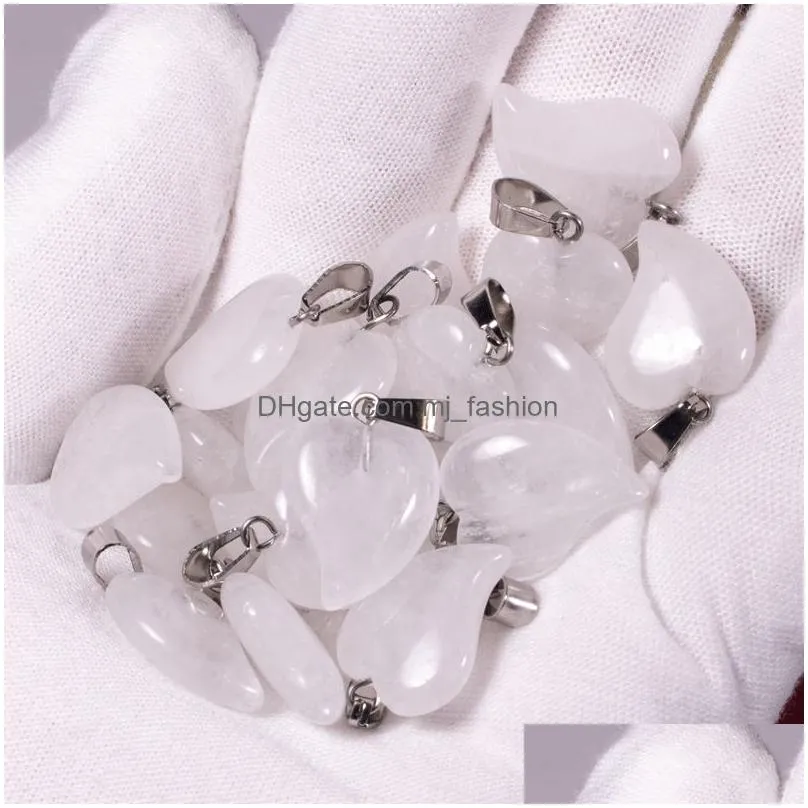 natural crystal rose quartz tigers eye stone charms heart pendant for diy earrings necklace jewelry making