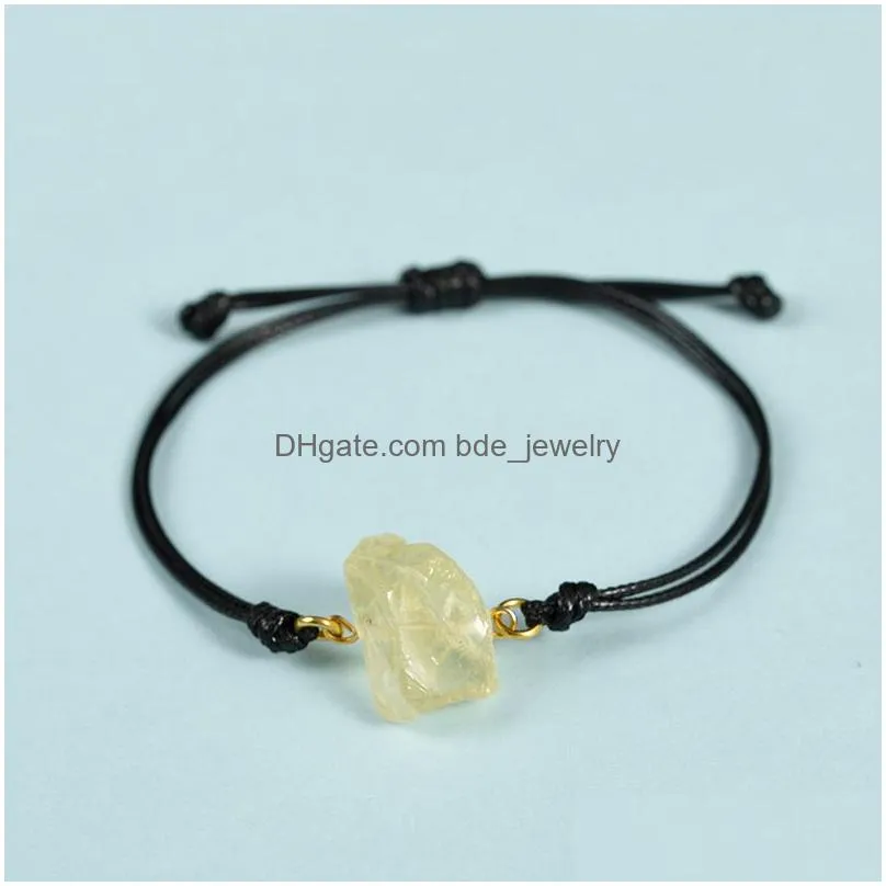 natural raw stone fluorite amethyst charms bracelet citrine lapis lazuli rose quartz crystal rope weave bracelet for women jewelry