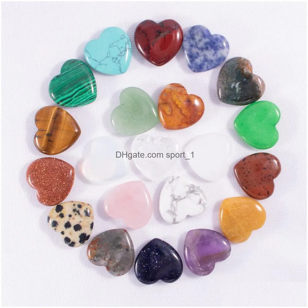 20mm heart ornaments natural rose quartz turquoise stone naked stones decoration hand play handle pieces accessories