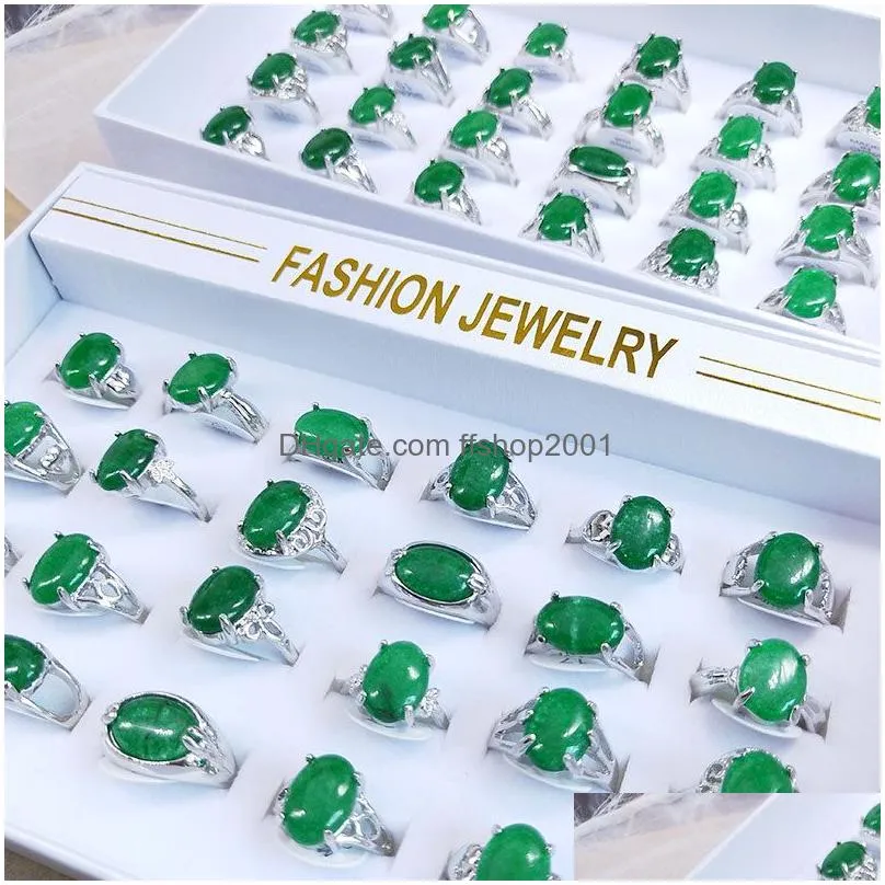 mix styles oval green quartz stone rings women crystal bead finger ring party wedding street stalls