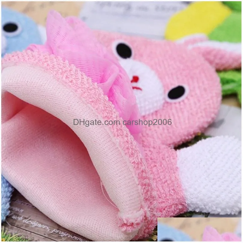 baby bathroom towel baby bath gloves with flowers cartoon bath double-sided gloves kids shower brush flower