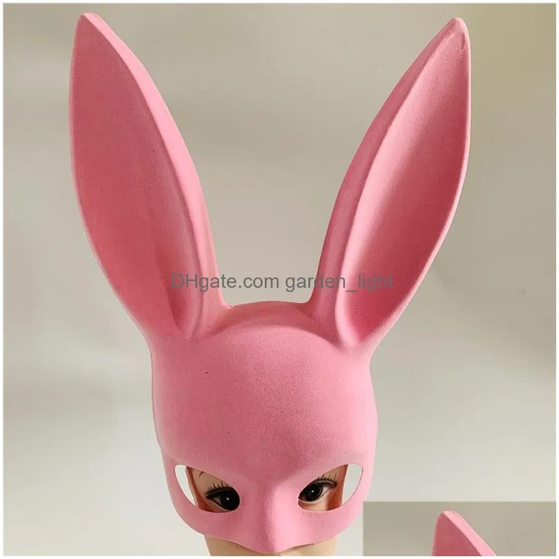 long ears rabbit mask bunny mask party costume cosplay halloween masquerade pink/black halloween masquerade rabbit masks