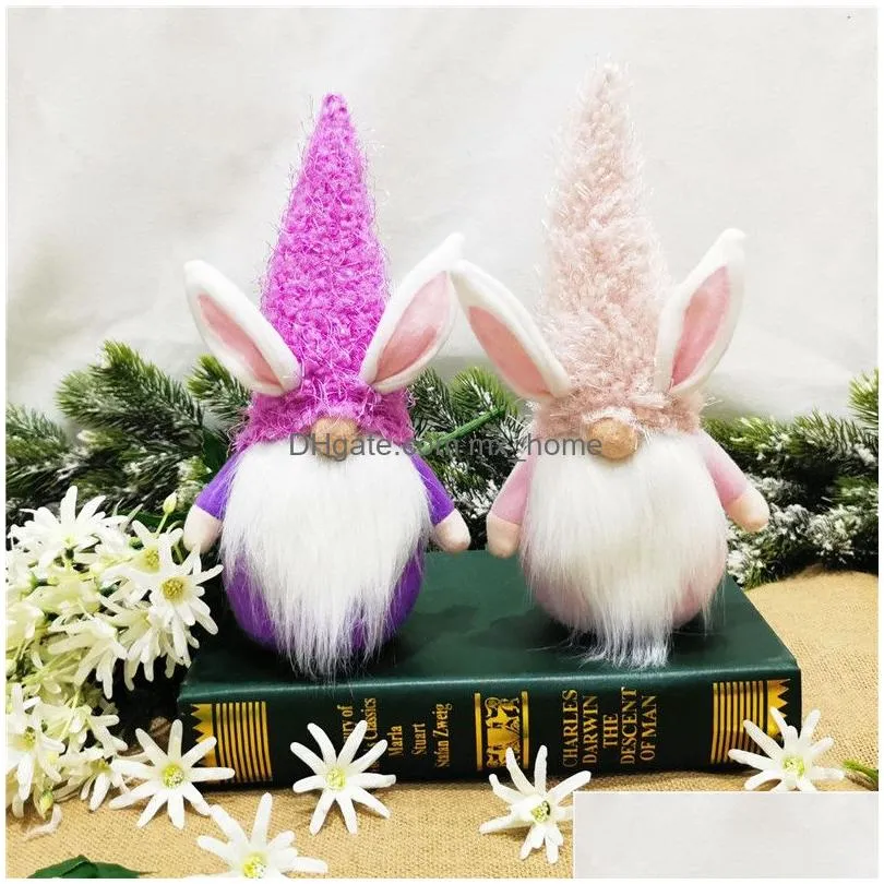 easter party bunny gnome faceless dwarf doll plush rabbit dwarves holiday spring event table decoration home accessories