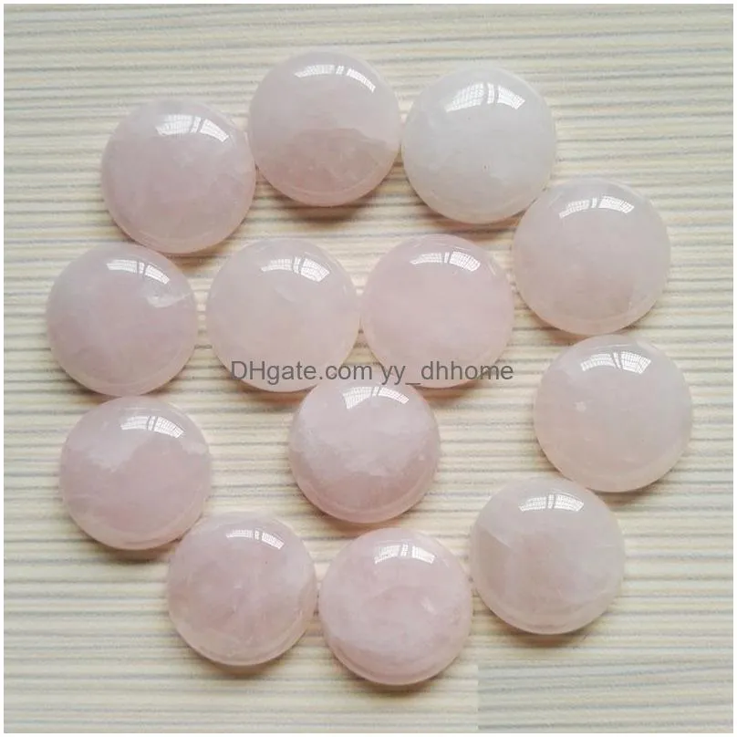 20mm rose quartz natural stone round cabochon loose beads face for reiki healing crystal ornaments necklace ring earrrings jewelry