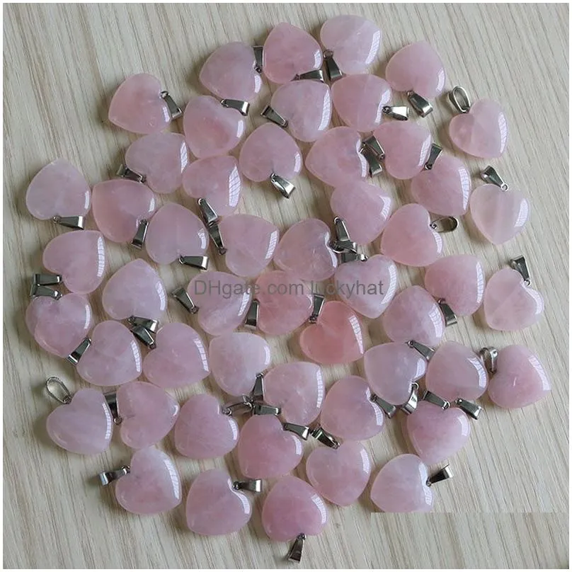 natural stone charms 20mm heart shape rose quartz pendants chakras gem stone fit earrings necklace making assorted