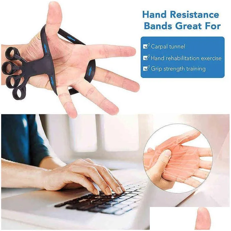 silicone grip device finger exercise stretcher arthritis hand trainer strengthen rehabilitation training to relieve pain 220110