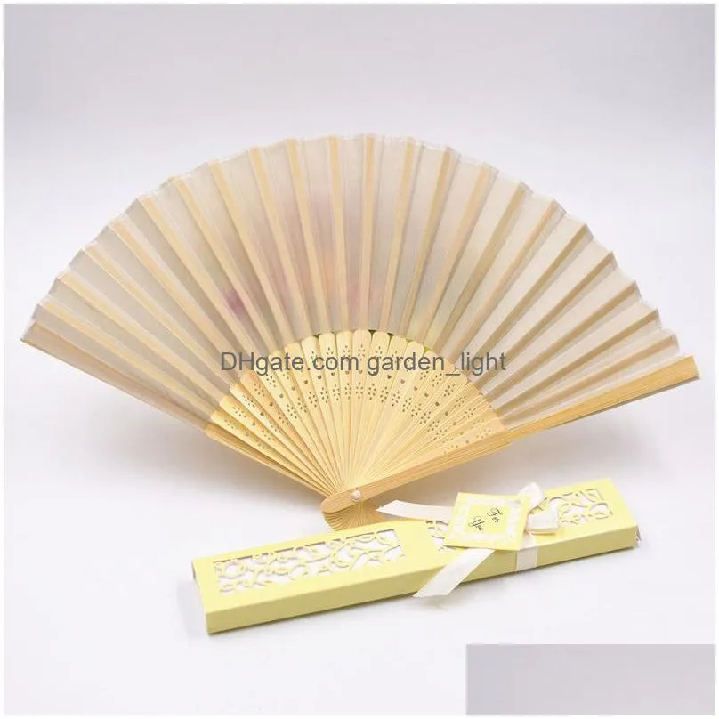 silk fold hand fan wedding favors and gifts for guest silk fan cloth wedding decoration hand folding fans with gift box