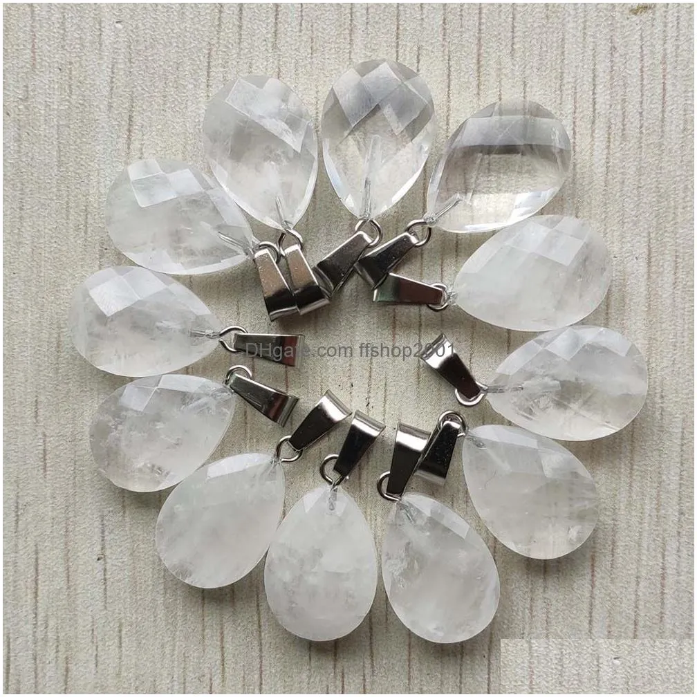 fashion assorted natural stone section water drop charm pendants for jewelry accessories making wholesale