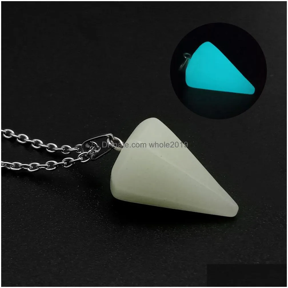 cone cats eye opal crystal pendulum pendant necklace chakra healing jewelry for women men