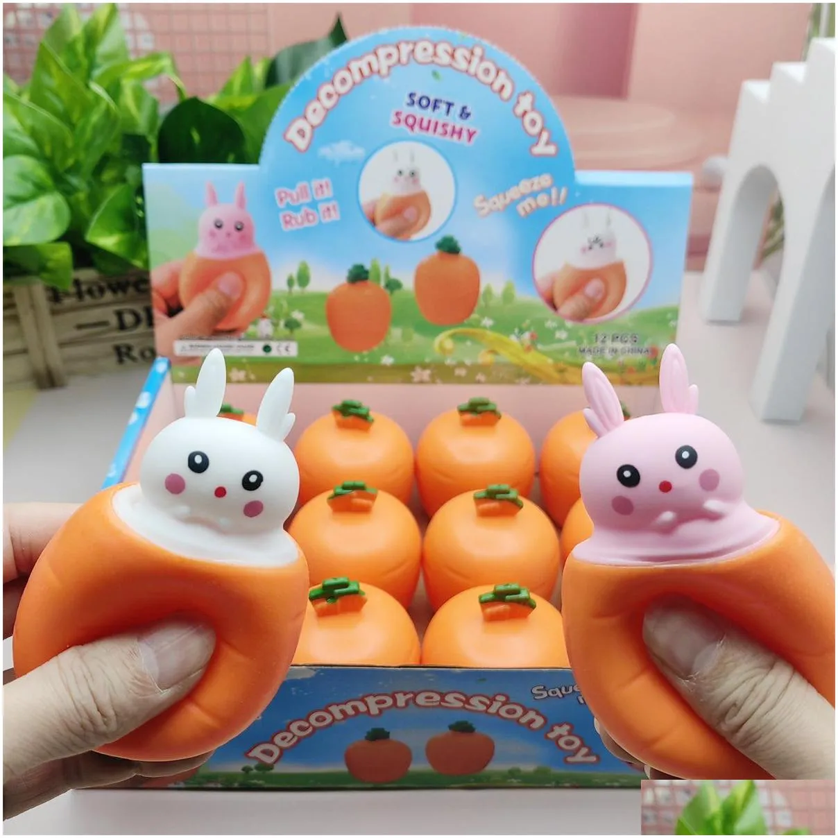 fun games pop up carrot rabbit cup squeeze anti-stress toy hide and seek stress relief toys gift for kids adults 1222