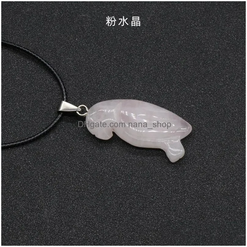 natural crystal semi-precious stone bird shape pendant necklace rose lots quartz healing crystals rope chain collar for women fashion