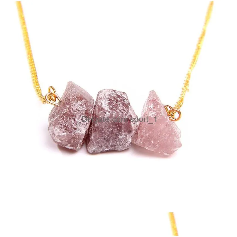 natural raw quartz stone reiki healing crystal chakra pendant necklace for women jewelry