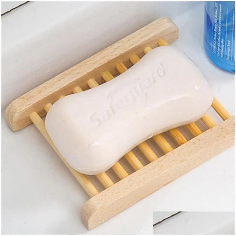 natural wear-resistant wooden soap dishes simple design modern drain rack holder fertilizer non-slip sundries racks soaps tray tidy and