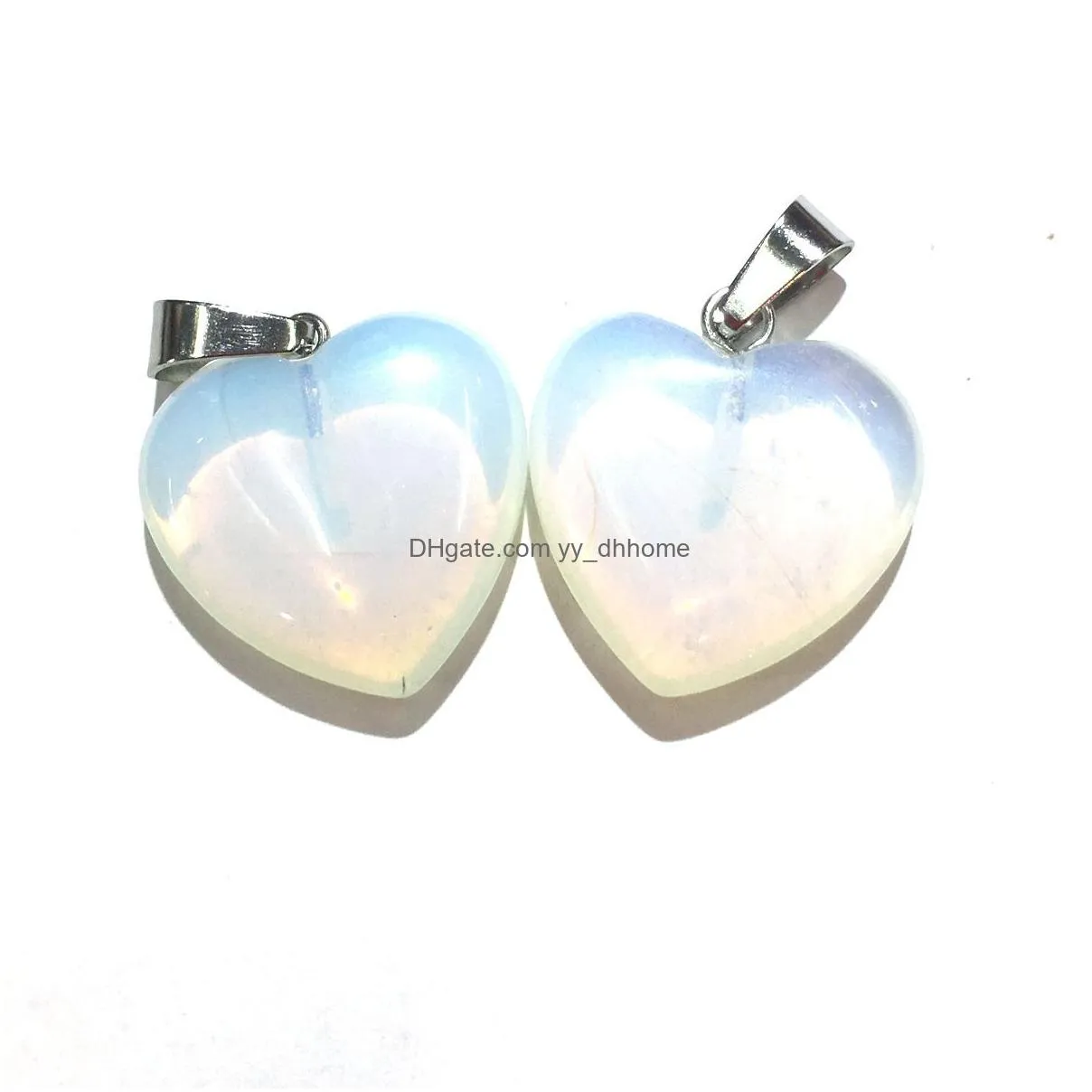 natural stone charms love heart shape pendant rose quartz healing reiki crystal finding for diy necklaces women fashion jewelry