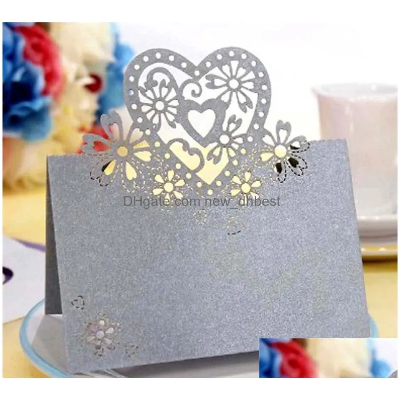 number name seat card heart-shaped hollow wedding party reception table place cards