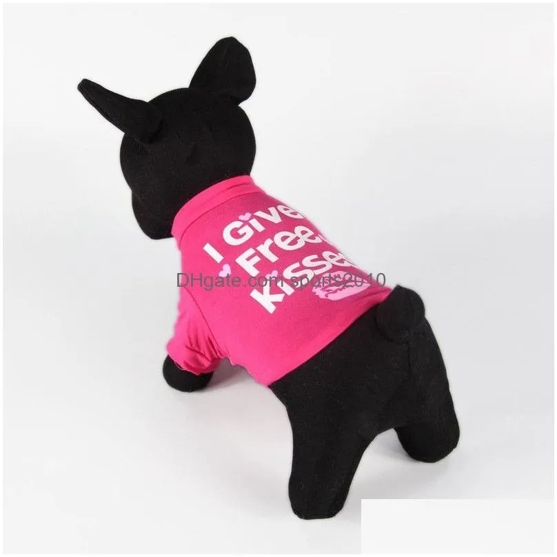 dog apparel puppy summer t-shirt i give kisses printed cotton vest small dogs cat chihuahua outfit