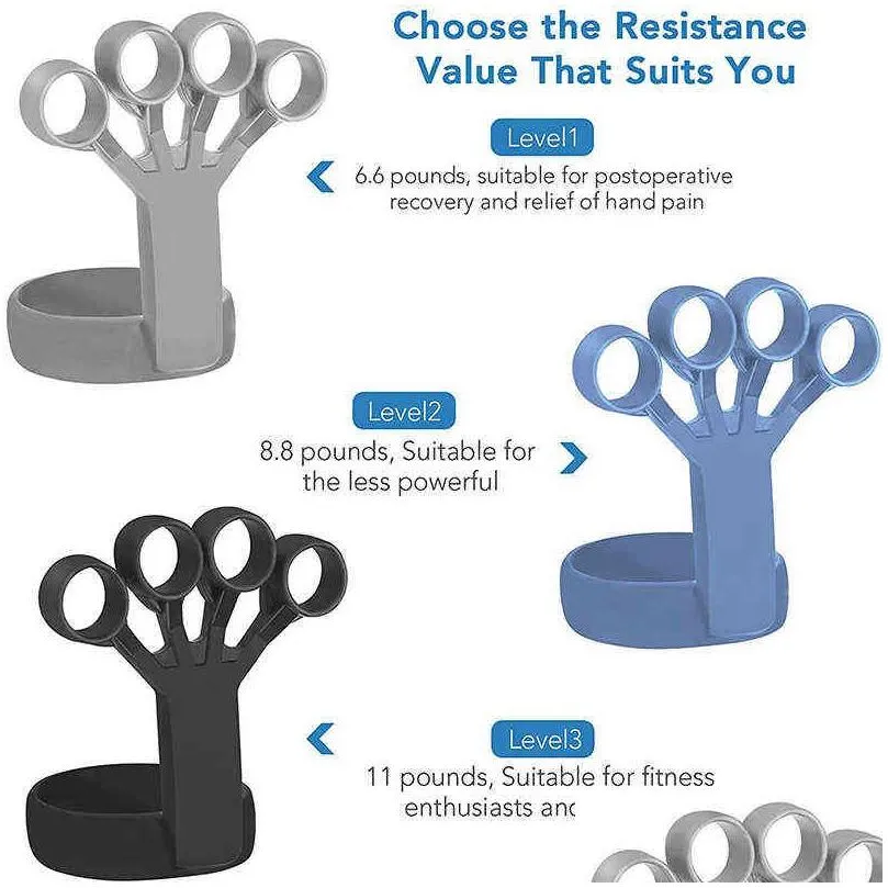 silicone grip device finger exercise stretcher arthritis hand trainer strengthen rehabilitation training to relieve pain 220110