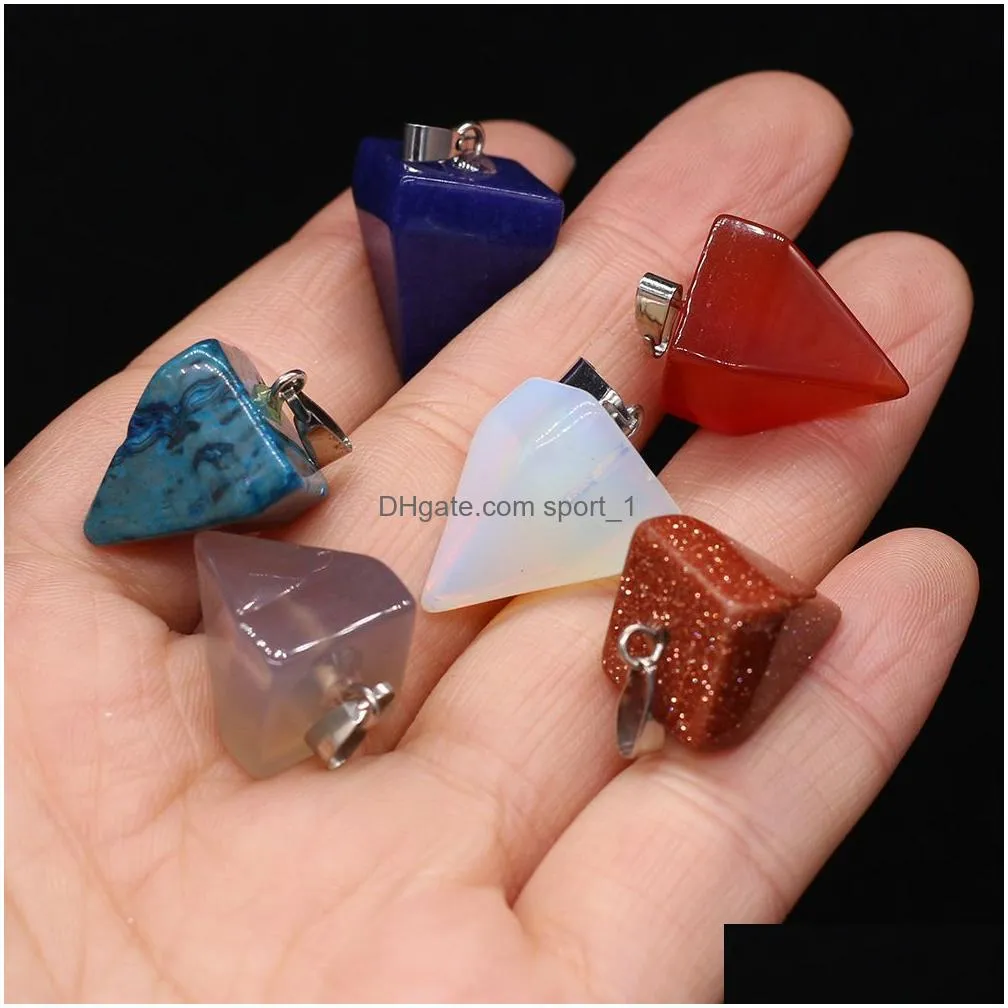 natural crystal pyramid shape stone charms point handmade pendants for necklace earrings jewelry making