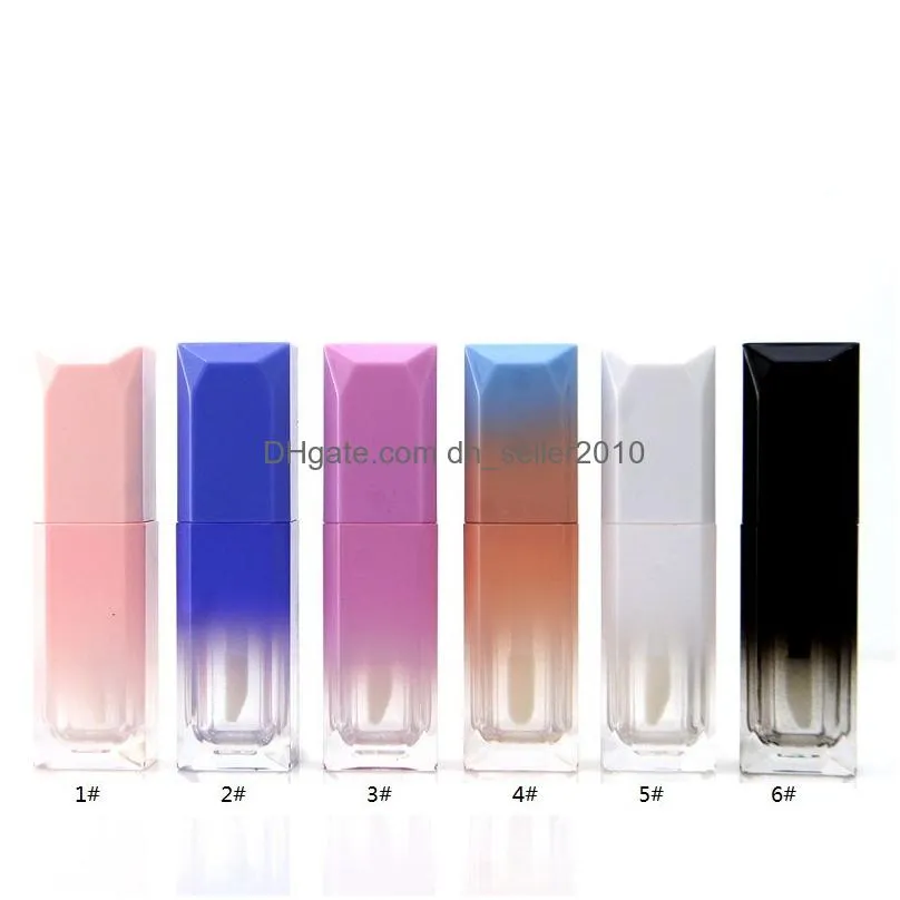 gradient color empty lipgloss tube 5ml refillable lip gloss bottles with wand reusable sample bottle lip balm containers