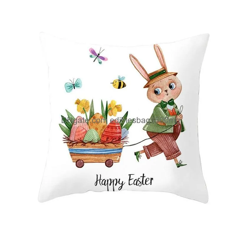 easter bunny pillowcase cartoon rabbit pillow covers 45x45cm square throw pillow case easter home car office pillow case