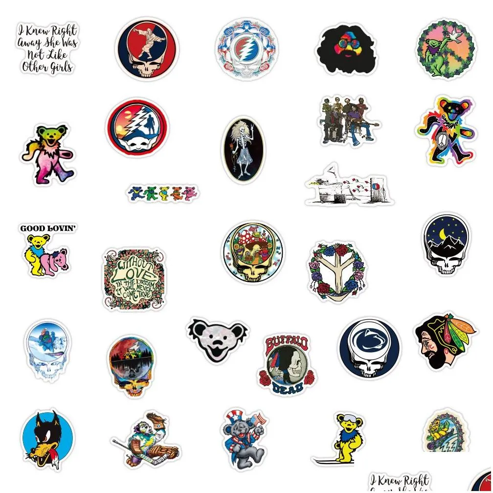  waterproof 10/30/50pcs rock music band grateful dead stickers decals skateboard motorcycle laptop phone car luggage cool sticker