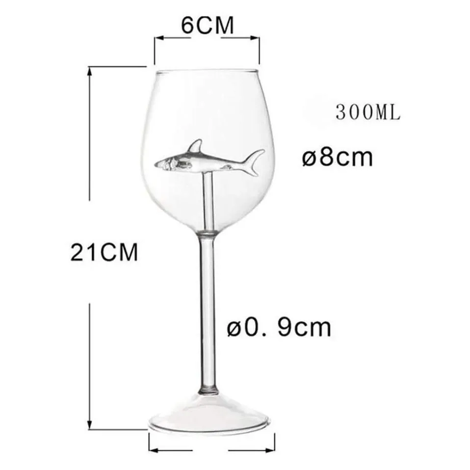 red wine glasses - lead titanium crystal glass elegance original shark red wine glass with shark inside long stemmed glassware nh0x5