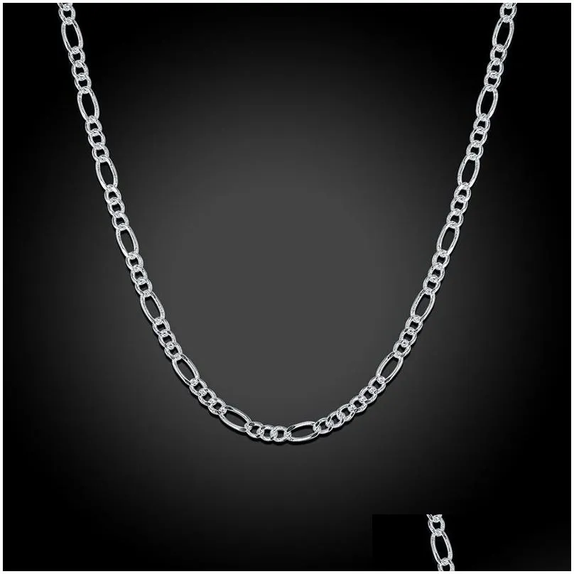 10pcs/lot 2mm figaro chain 925 sterling silver jewelry necklace chains with lobster clasps size 16 18 20 22 24 26 28 30 inch