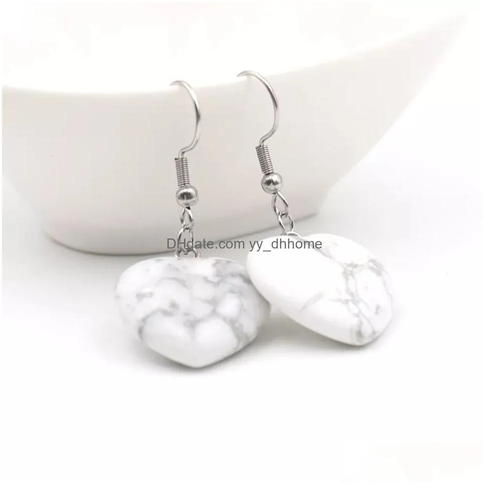 natural stone love heart charms earrings hand carved crystal quartz mini earring pendant jewelry