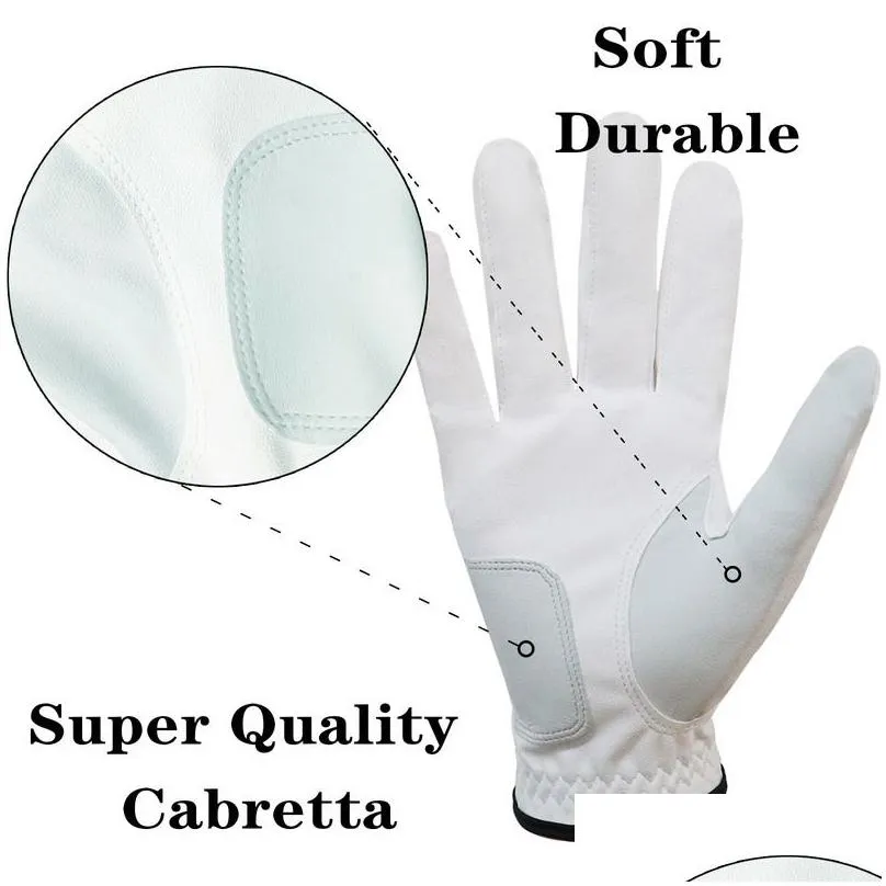 5 pcs premium cabretta leather golf gloves men left right hand rain grip wear resistant durable flexible comfortable 220223