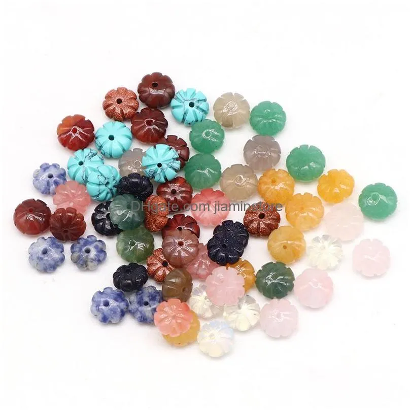 7x11mm pumpkin shaped natural crystal stone beads pink white green orange punched loose bead diy jewelry making accessories