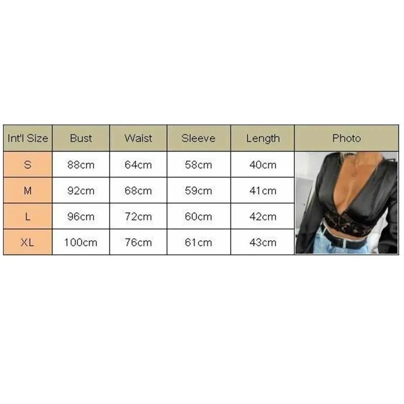 womens blouses shirts 2021 women summer lace hollow out satin silkwork button deep v neck crop top long sleeve sexy blouse